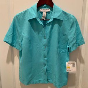 NWT Blue PM Sag Harbor Stunning Turquoise Blouse